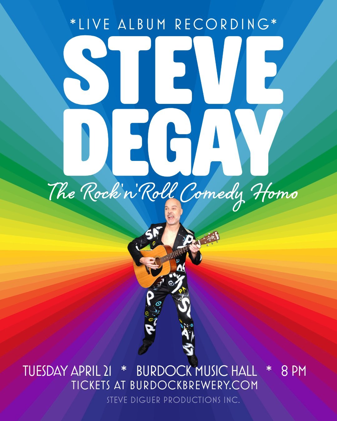 Steve Degay Live Album Recording April 21 at Burdock Music Hall